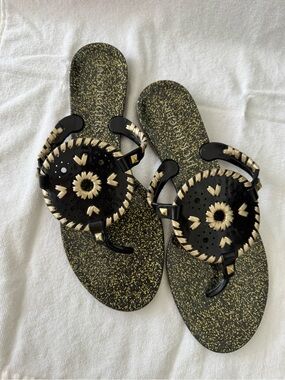 Jack Rogers Black and Gold Jelly Women's Sandals